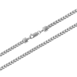 PORI JEWELERS Sterling Silver 3.5mm Franco Square Box Chain Necklace, Silver, 24 Inches