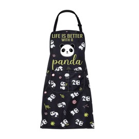 ENSIANTH Panda Aprons for Women with Pockets Life is Better with A Panda Cooking Kitchen Chef Grill BBQ Apron with Pocket (24725 panda apron)