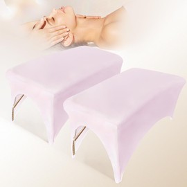 HOLITS 2-Piece Spa Bed Cover Professional Lash Bed Cover Stretchy Massage Table Cover Beauty Bed Protective Topper, Excellent for Lash Extension, Spa, Massage, Beauty Salon, Wax, Tattoo (Pink)
