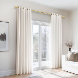 Zeerobee Curtain Rods for Windows 32 to 168, Gold Curtain Rod, Adjustable 1 Inch Heavy Duty Outdoor/Indoor Modern Drapery Pole, 32"-168"