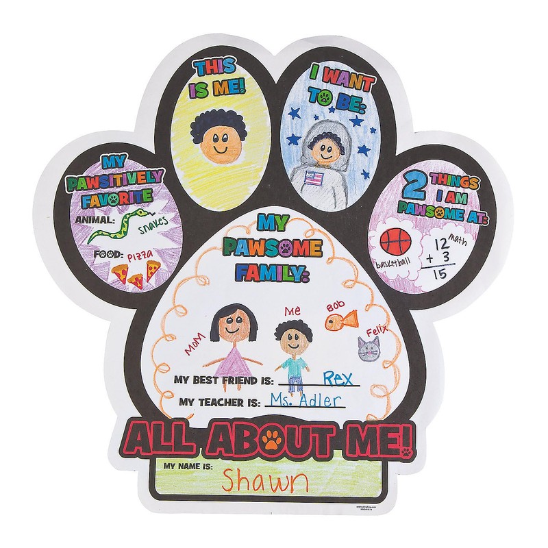 Fun Express Color Your Own All About Me Paw Print