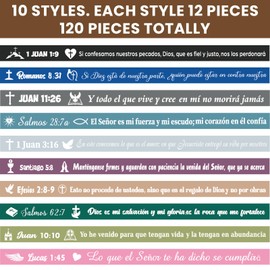 Skylety 120 Pcs Spanish Bible Verse Motivational Rubber Wristbands Silicone Bracelets Inspirational Bible Verse Rubber Bracelets Christian Quote Wristbands Christian Gifts Women Men(120 Pcs,Elegant)