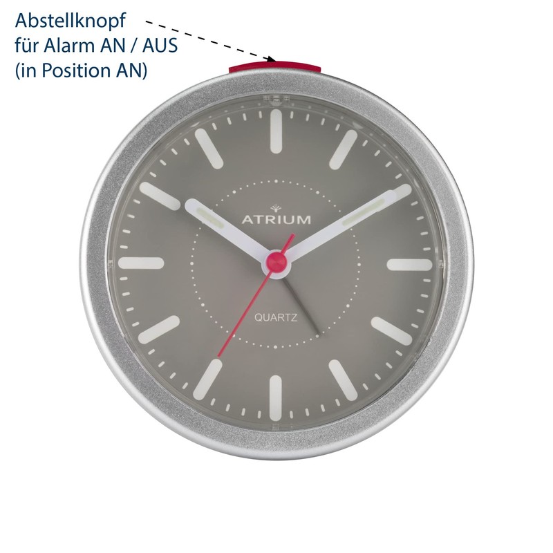 Atrium moderner Design Wecker Analog Quarz ohne Ticken mit Licht
