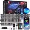 8PCS Double Row Motorcycle RGB LED Light Kits with Brake