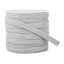 BENECREAT 25m Grey Flat Drawstring Cord Replacement, 11mm Wide Double Layer Soft Drawstring Cotton Draw Cord for Garment Accessories