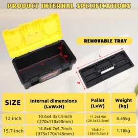 Colingmill Portable Plastic Tool Boxes Set 17 Inch 12 Inch Tool Box with Removable Tray and Handle Double Layer Tool Box Lockable Tool Box for Home Organizers and Storage