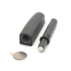 DOJA Barcelona Push to Open Door Opener, Pack 2, Anthracite, Door Damper for Cabinet Door, Door Closer for Wardrobe Doors, Magnetic Release Latches, Cabinet Door Damper