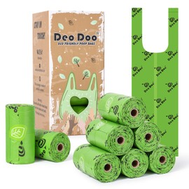 Dog Poo Bags with Handles 50% Recycle Material 50% Cornstarch Biobase 120 Counts 8 Rolls Leak Proof Extra Thick Waste Bags Refill Rolls for Dogs Cherry Blossom Scented