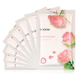 GUOYAOLIFU 8PCS Rose Skincare Essence Facial Face Mask Hydrating & Soothing Facial Mask Spa Treatment Mask for All Skin Types Natural Care Sheet Mask for Women Girl