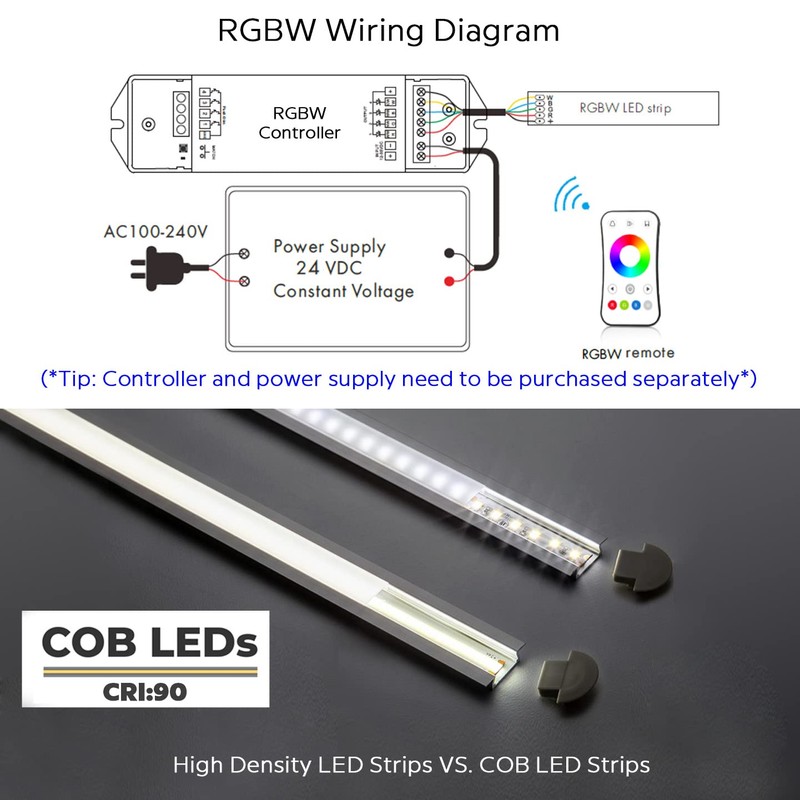 SuperlightingLED RGBW COB LED Strip 24V RGB+4000K Natural White Dimmable