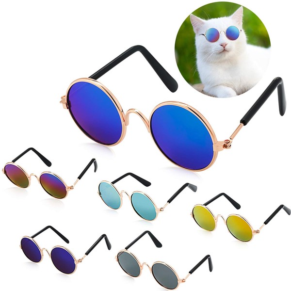 6 Pieces Cat Sunglasses Funny Pet Sunglasses Small Dog Sunglasses