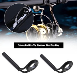 VGOL 15Pcs Fishing Line Spinning Guide Eyes Rings Fishing Rod Tip Repair Kit Fishing Rod Guide Various Size Tip Fishing Supplies for Saltwater Freshwater Black