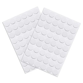 VictorsHome Self-Adhesive Screw Hole Stickers PVC Cover Caps Dustproof for Wooden Furniture Cabinet 21mm 2 Sheets/108 Pcs White Textured