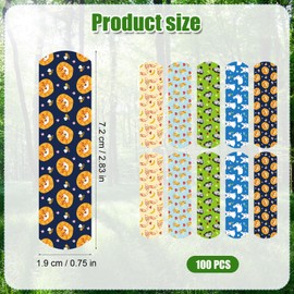 100pcs Luminous Cartoon Bandages with 5 Styles, 2.83x0.75in Flex Fabric Cartoon Bandages Waterproof Breathable Bandages Glow in The Dark for Adults Boys Girls Princess(Forest Animals Style)