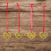 Set of 4 Decorative Hearts "Sparrow" Gingerbread Heart Design (9