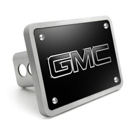 iPick Image Made for GMC 3D Logo in Black Inlay on Black Billet Aluminum 2 inch Tow Hitch Cover