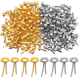 200 Pcs Brass Paper Fasteners, 0.3 x 0.6 Inch, Mini Brad Round Fastener Paper Clips, Round Head Split Pins for Paper Crafts Scrapbooking Cards Photo Walls DIY (Gold,Silver)
