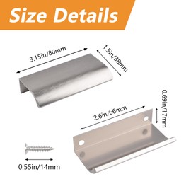 MOROBOR Finger Edge Pull, 8pcs Concealed Handle Modern Style Drawer Handle, Aluminum Alloy Invisible Handle Wardrobe Handle for Cabinet Hardware Drawer, 80mm/Brushed Nickel