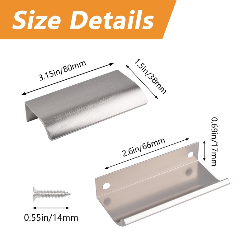 MOROBOR Finger Edge Pull, 8pcs Concealed Handle Modern Style Drawer