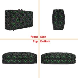 Sunflower Box Crystal Clutch Women Elegant Formal Wedding Bridal Evening Bags Flower Rhinestone Handbags Purse(green)