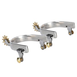 GLOGLOW 1 Par de Espuelas de Acero Inoxidable, Espuelas de Tipo Americano, Espuelas de Estilo Oeste, Espuelas No Oxidadas, Accesorios para Adultos