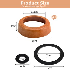 2 Pieces Leather Gasket for Swivel Pump Type 75, Swivel Pump Seals Replacement Parts, Piston Sleeve for Garden Pump Hand Pump Well Pump (Brown)