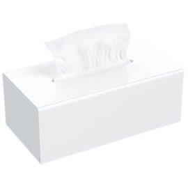 AITEE Acrylic Cosmetic Tissue Box: 25 x 13 x 9 cm, White Tissue Box with Magnetic Cover for Dining Room, Bathroom, Bedroom, Office, Coffee Table, Car