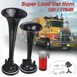 WHTOHY Universal 12V 178dB Car Air Dual Tone Horn Kit, Super Loud with Compressor Kit Air Dual Tone Horn for Car Truck Motorcycle Boat