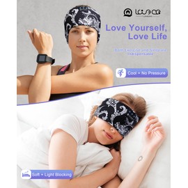 LOVE EYE Sleep Headphones Wireless Headband Headphones Bluetooth 5.4 for Side Sleeper Bluetooth Headband Earphones for Sports for tech Gadgets Gifts (Flower Black)