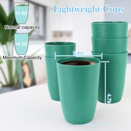 PYRMONT Plastic Cups Reusable 16 OZ Wheat Straw Cups Set of 6 Unbreakable Kids Cups Tumbler Cups for Kitchen Drinking Cups Small Water Cups Dishwasher & Microwave Safe, BPA-Free