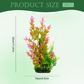 Aquarium Plants 2-Pack Plastic Fish Tank Decor Pink Gradient
