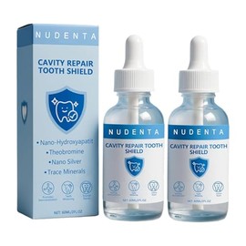 Nudenta Odontic Repair, Cavity Healing Tooth Armor Liquid, Nano Hydroxyapatite Remineralization Complex for Cavity Repair, Teeth Whitening with Remineralization Drops, Enamel Strengthening 60ml 2 Pack