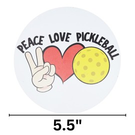 Peace Love Pickleball Magnetic Car Decal, Decorative Magnets for Refrigerator or Whiteboard, Gift for Sports Players, 5 Inches