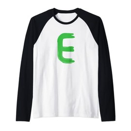 Creative Bold Green Letter E - Design Alphabet - Marker Raglan Baseball Tee