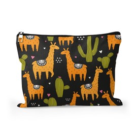 Makeup Bag Cosmetic Bag for Women, Alpaca Cactuses Hearts