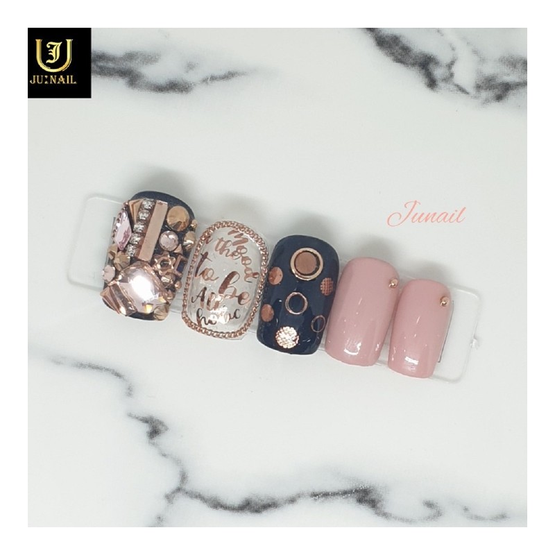 ✨Shalala Pink Gold Handmade Nail Tips✨ - Short Almond /