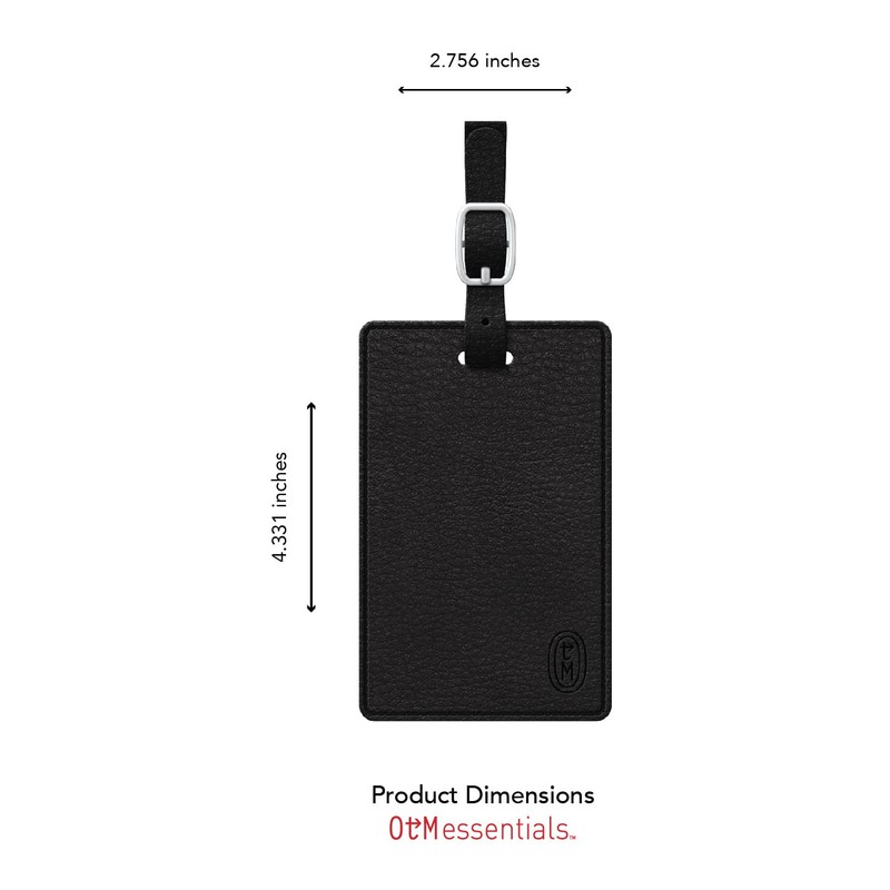 Centon OTM Essentials Black Leather Bag Tag, Airplane