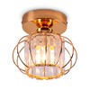 Mini Crystal Chandelier Flush Mount Crystal Ceiling Lighting Iron Cage