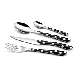 Amefa ECLAT Cutlery for 4 People, Stainless Steel with High-Quality Plastic Handles in Black, 16-Piece