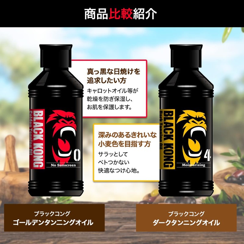 Black Kong Sunburn Sun Oil SPF0 & SPF4, Golden Dark,