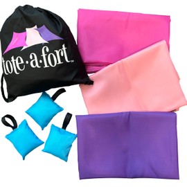 Tote a Fort Princess Blanket Fort Building Kit for Kids, 3 Blanket TOTEAFORT Toy, Make a Portable Playhouse, Play Tent Boy and Girl Indoor Outdoor Build Set, STEM Children Toy, Ages 4, 8, 12 +