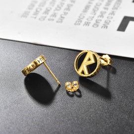 KINGWHYTE Viking Earrings for Women Men 925 Sterling Silver Norse Rune Stud Earrings Hypoallergenic Punk Earrings Protection Amulet Gifts for Husband Son (with Gift Box), Sterling Silver, black onxy