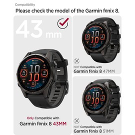 [2 Pack] Miimall Case for Garmin Fenix 8 43mm Smartwatch Case,Soft & Shockproof TPU Protective Shell,Transparency Protective Cover for Fenix 8 43mm AMOLED,Clear+Black