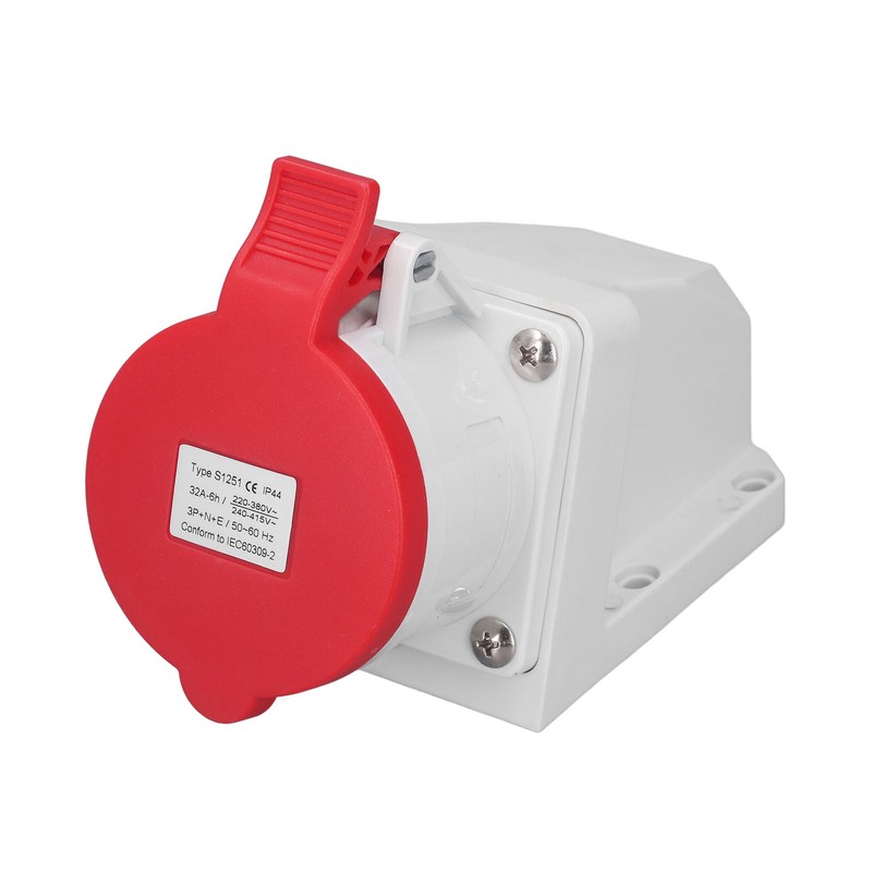 Industrial Connector Socket 32A 3P+N+E IP44 Waterproof Dustproof Surface Mounted