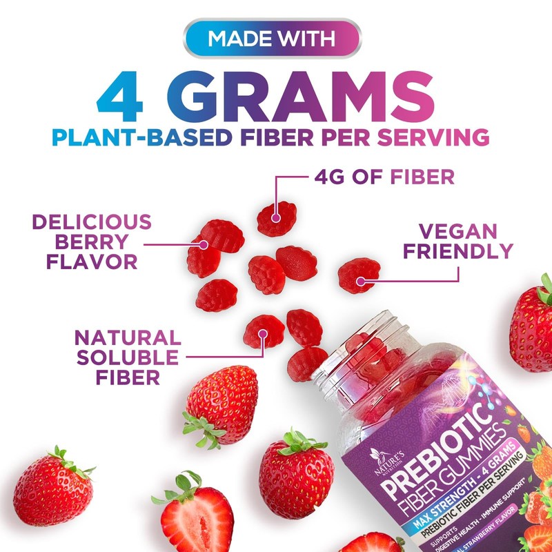 Fiber Gummies for Adults, Daily 4g Gummy Fiber Supplement, Prebiotic
