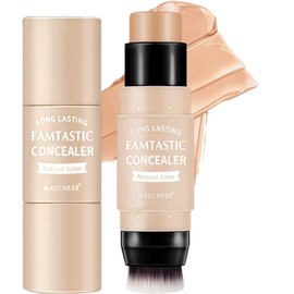 Contour Stick Concealer Bronzer Stick Single Shade With Single Brush Creamy Texture Foundation Stick, Blends Easily Face Body Makeup（Natural Color）