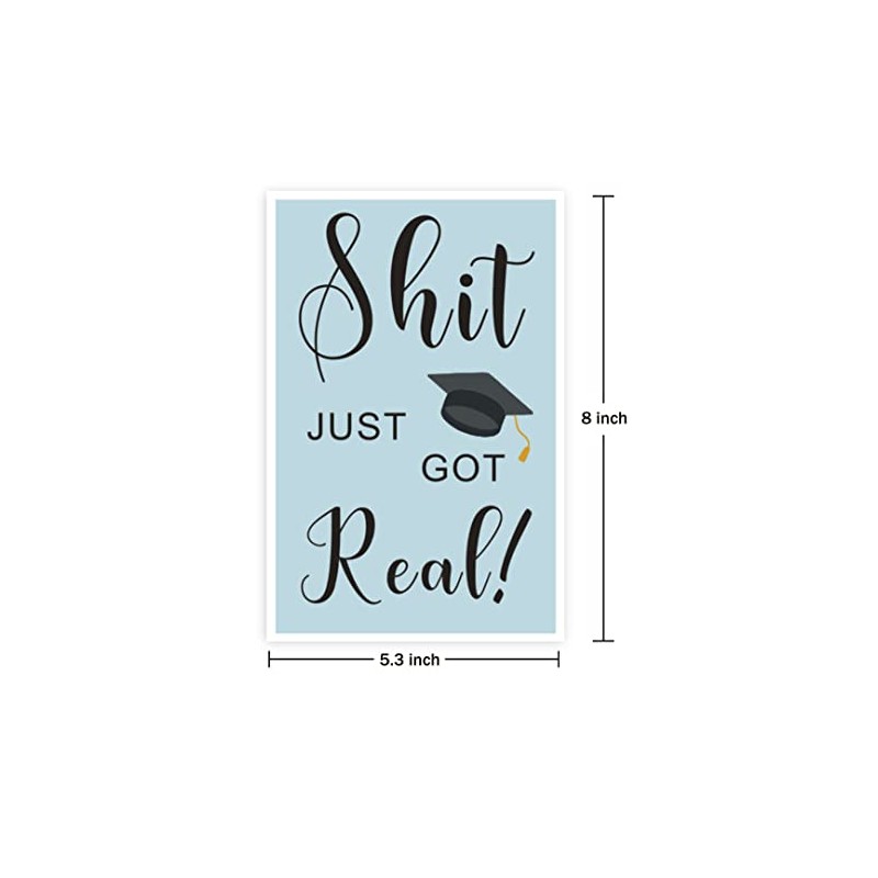 Hilarious Just Got Real Graduation Card, Humorous Graduate Hat Card