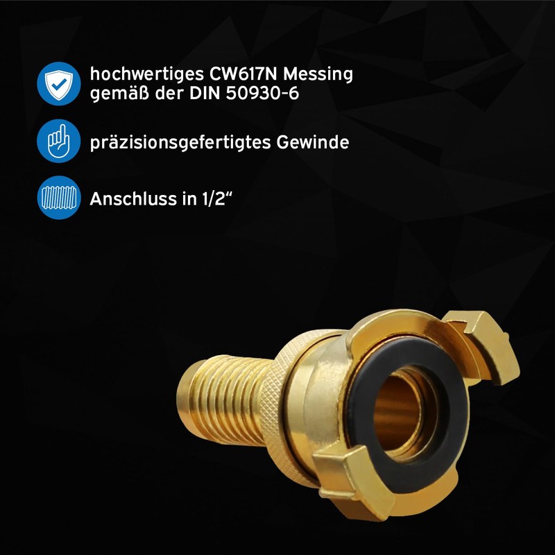 kör4u 1/2" Quick Coupling with Lock Nut and Hose Nozzle