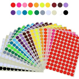 DEVENTORZ Round Colored Labels, Stickers, 0.6 inches (16 mm), 20 Colors, 1 Sheet Each, 20 Sheets Total, Colorful, Reward Labels, Classification Labels, Office Supplies