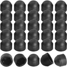 LUORNG 30PCS Outer Round Inner Hexagon Screw Cap Cover Set Nut Protection Cap Plastic M8x14 Dome Nylon Bolt Dustproof Protection Cover Suitable for Machinery Equipment Valve Gas Pipeline